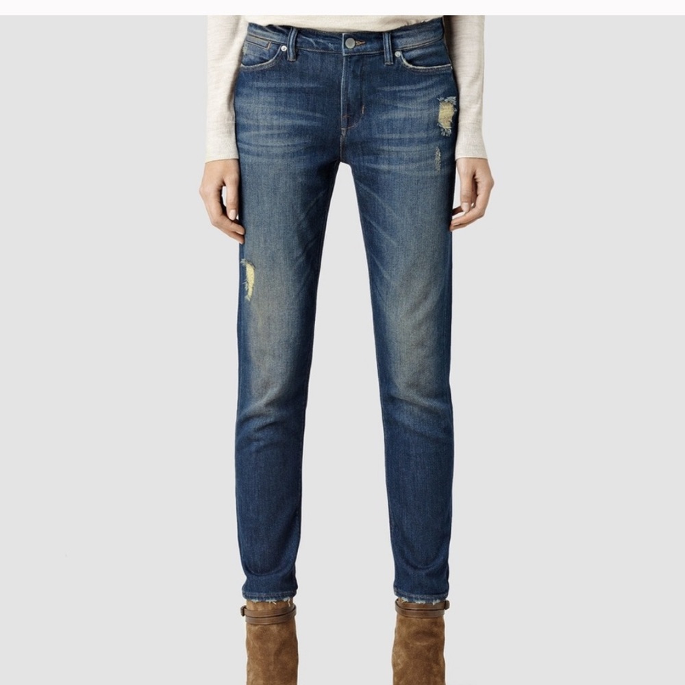 AllSaints zig distressed jeans